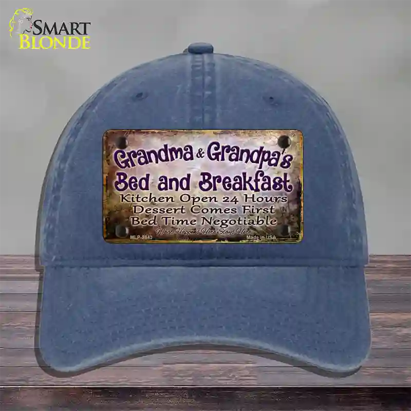 Grandma And Grandpa Bed & Breakfast Novelty License Plate Hat Unconstructed Cotton / Navy