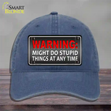 Might Do Stupid Things Novelty License Plate Hat Unconstructed Cotton / Navy