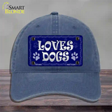 Loves Dogs Novelty License Plate Hat Unconstructed Cotton / Navy