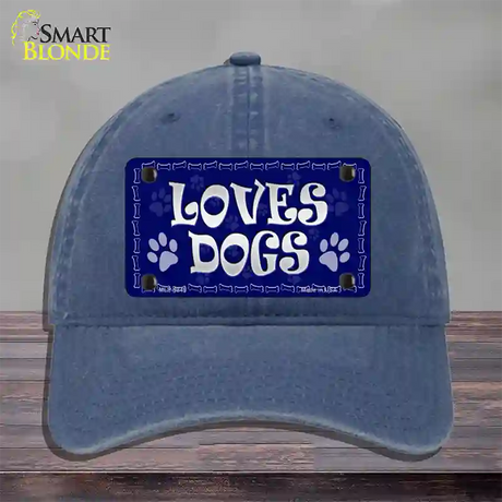 Loves Dogs Novelty License Plate Hat Unconstructed Cotton / Navy