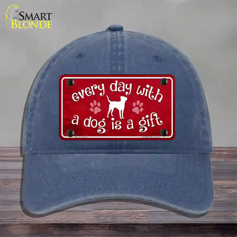 Dog Is A Gift Novelty License Plate Hat Unconstructed Cotton / Navy