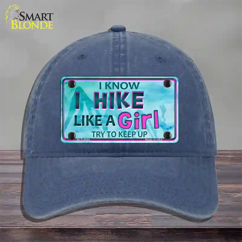 Hike Like A Girl Novelty License Plate Hat Unconstructed Cotton / Navy