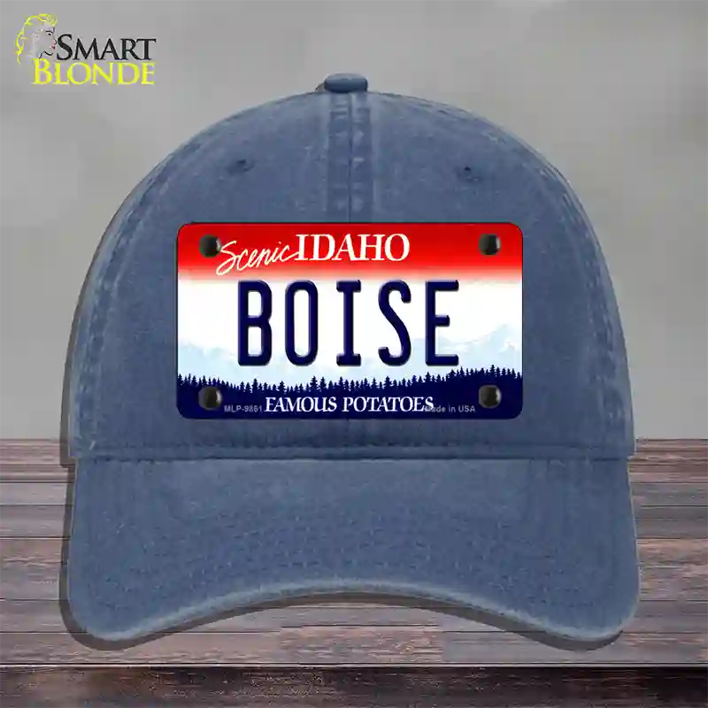 Boise Idaho Novelty License Plate Hat Unconstructed Cotton / Navy