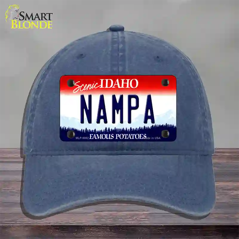 Nampa Idaho Novelty License Plate Hat Unconstructed Cotton / Navy