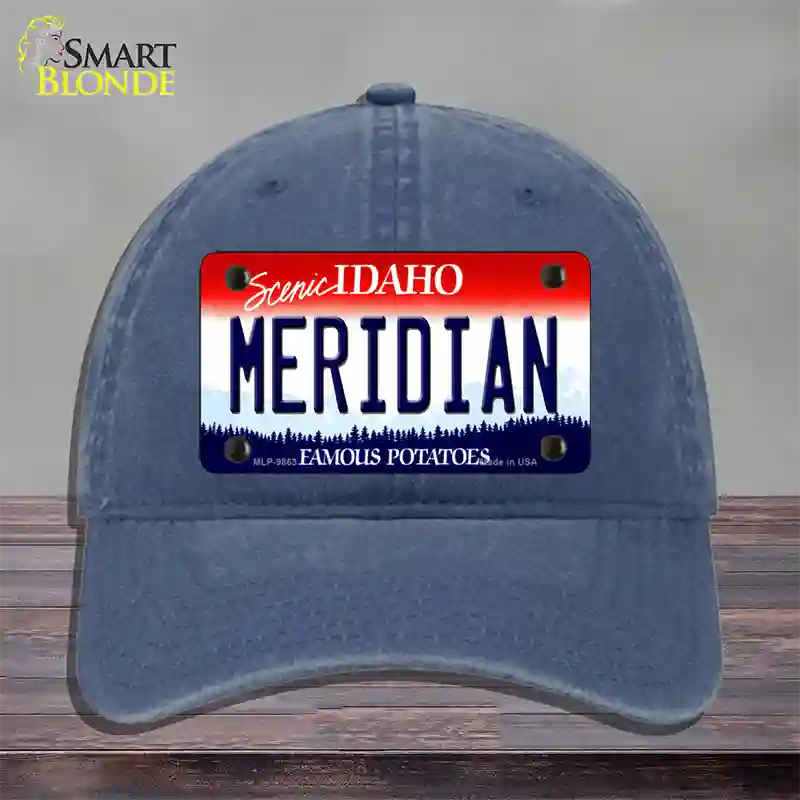 Meridian Idaho Novelty License Plate Hat Unconstructed Cotton / Navy