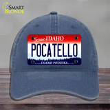 Pocatello Idaho Novelty License Plate Hat Unconstructed Cotton / Navy