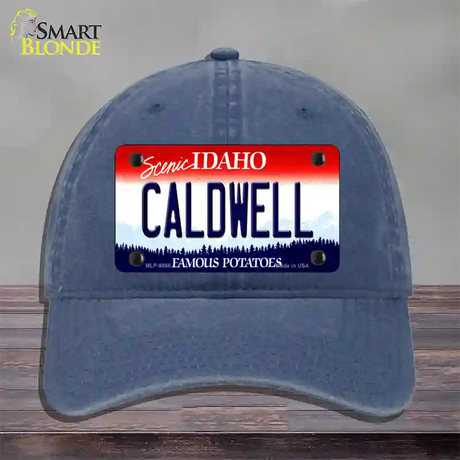 Caldwell Idaho Novelty License Plate Hat Unconstructed Cotton / Navy