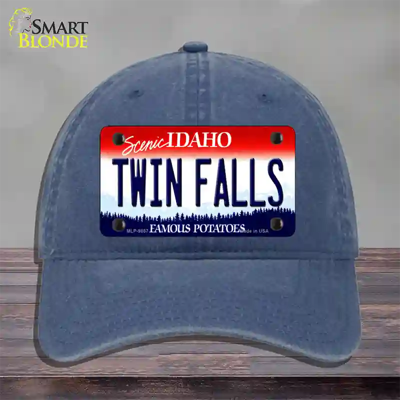 Twin Falls Idaho Novelty License Plate Hat Unconstructed Cotton / Navy