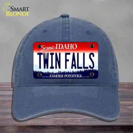 Twin Falls Idaho Novelty License Plate Hat Unconstructed Cotton / Navy