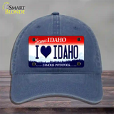 Love Idaho Novelty License Plate Hat Unconstructed Cotton / Navy