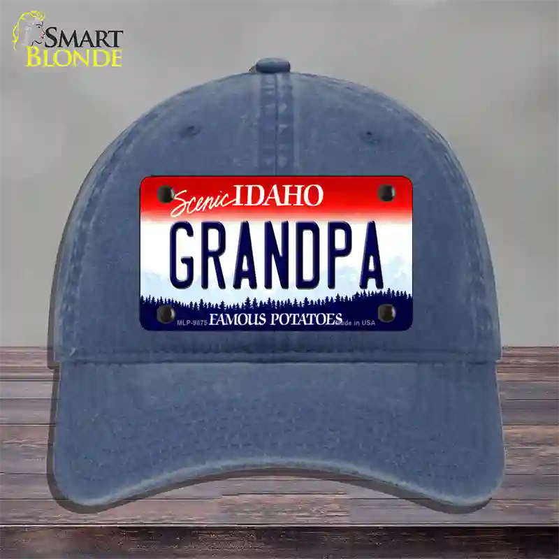 Grandpa Idaho Novelty License Plate Hat Unconstructed Cotton / Navy