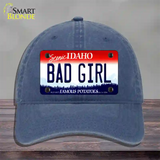 Bad Girl Idaho Novelty License Plate Hat Unconstructed Cotton / Navy