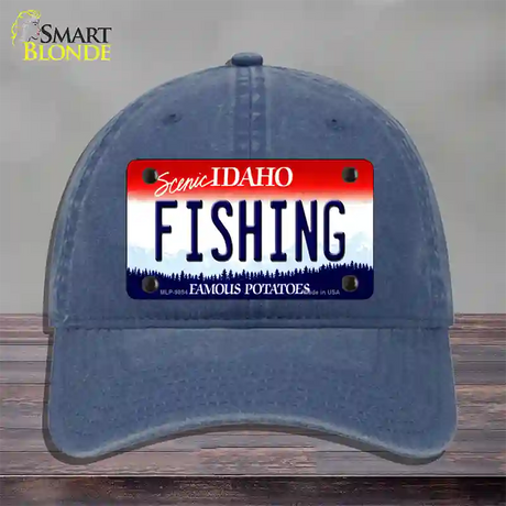 Fishing Idaho Novelty License Plate Hat Unconstructed Cotton / Navy