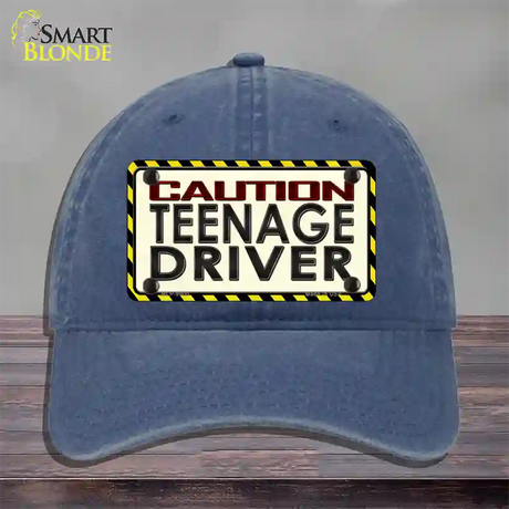 Caution Teenage Driver Novelty License Plate Hat Unconstructed Cotton / Navy