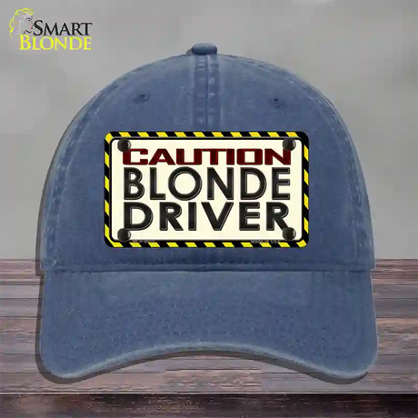 Caution Blonde Driver Novelty License Plate Hat Unconstructed Cotton / Navy