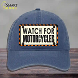 Watch For Motorcycle Novelty License Plate Hat Unconstructed Cotton / Navy