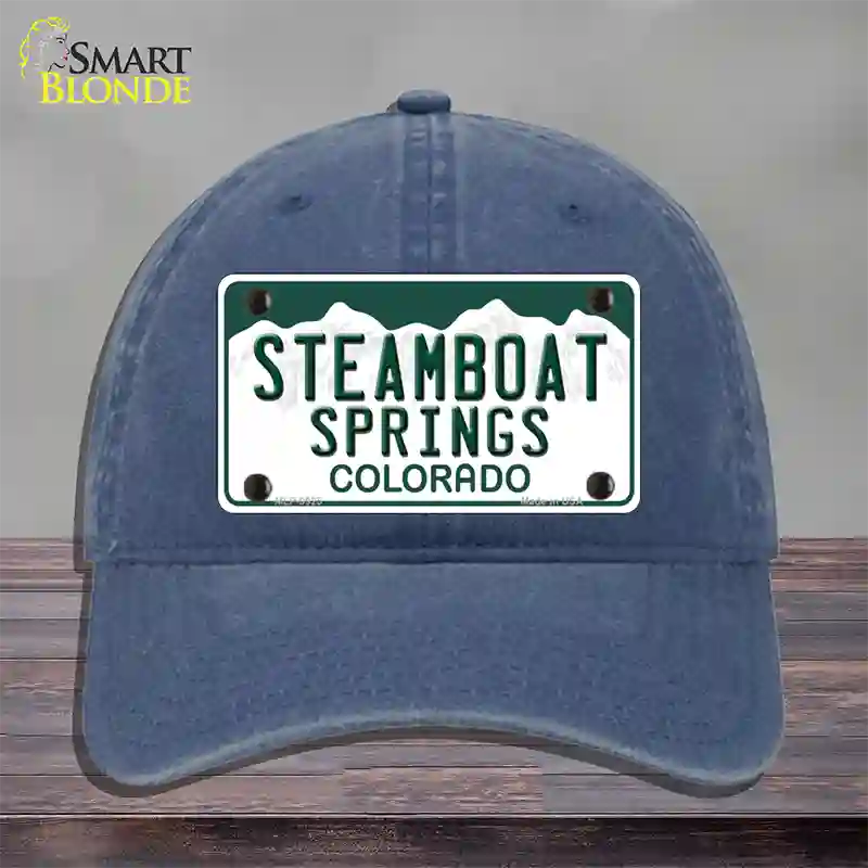 Steamboat Springs Colorado Novelty License Plate Hat Unconstructed Cotton / Navy