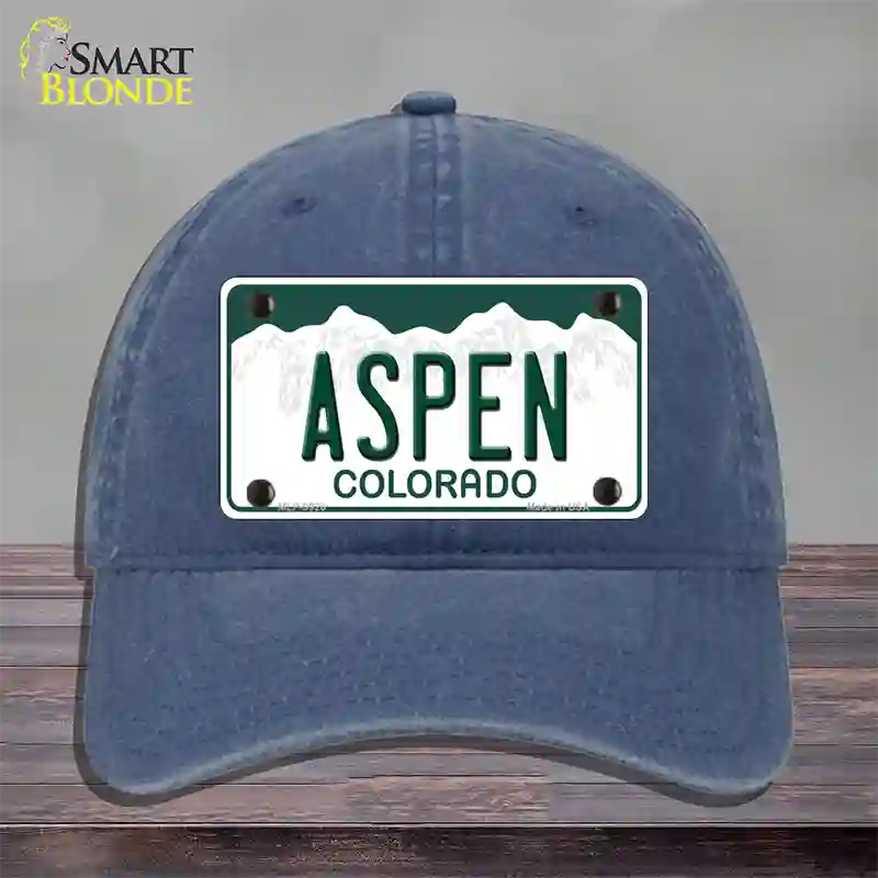 Aspen Colorado Novelty License Plate Hat Unconstructed Cotton / Navy