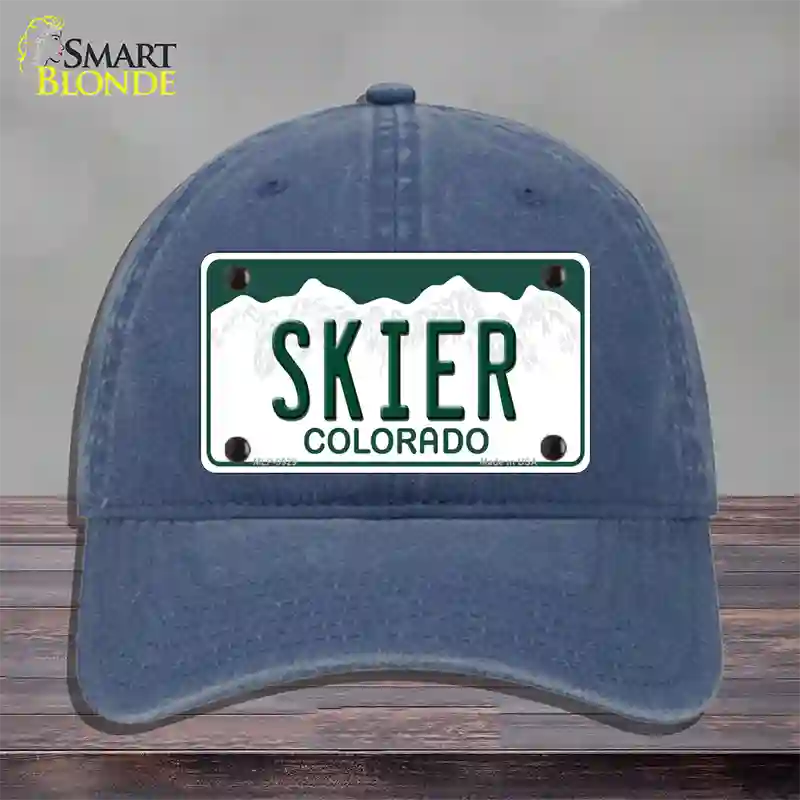 Skier Colorado Novelty License Plate Hat Unconstructed Cotton / Navy