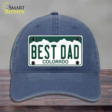 Best Dad Colorado Novelty License Plate Hat Unconstructed Cotton / Navy