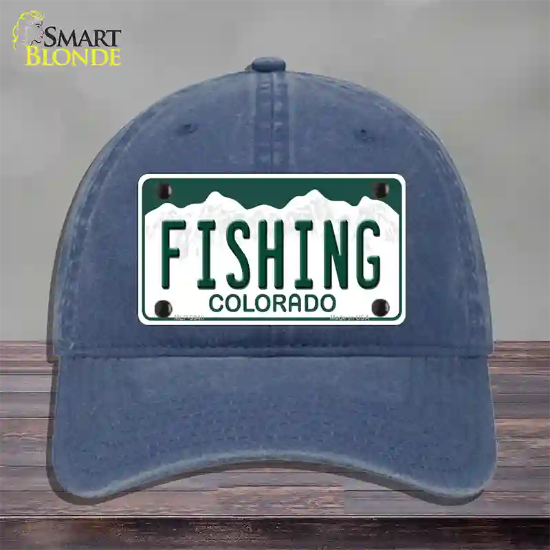 Fishing Colorado Novelty License Plate Hat Unconstructed Cotton / Navy