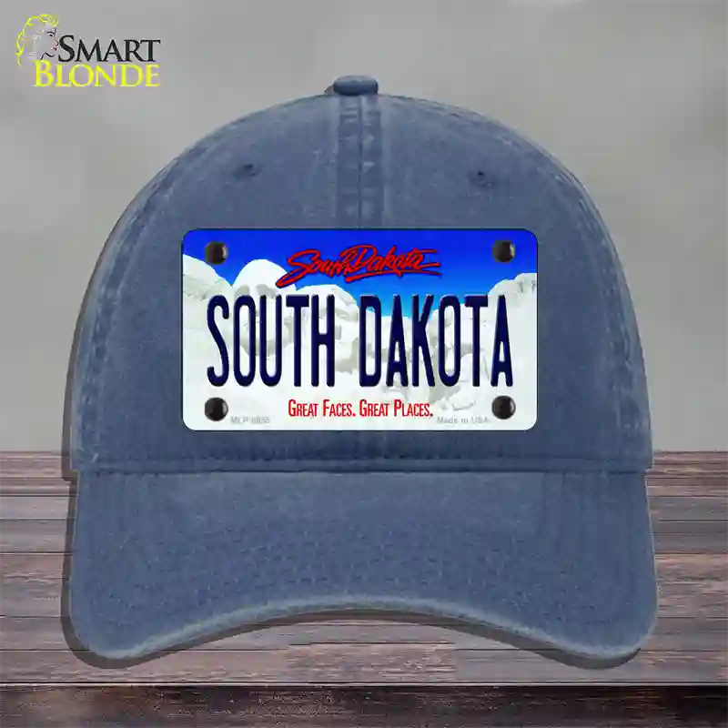 South Dakota Rushmore Novelty License Plate Hat Unconstructed Cotton / Navy