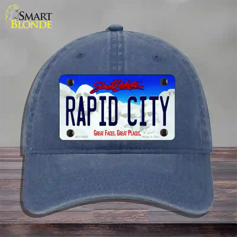 Rapid City South Dakota Novelty License Plate Hat Unconstructed Cotton / Navy