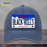 Black Hills South Dakota Novelty License Plate Hat Unconstructed Cotton / Navy