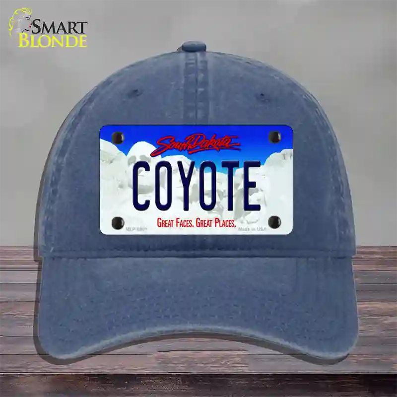 Coyote South Dakota Novelty License Plate Hat Unconstructed Cotton / Navy