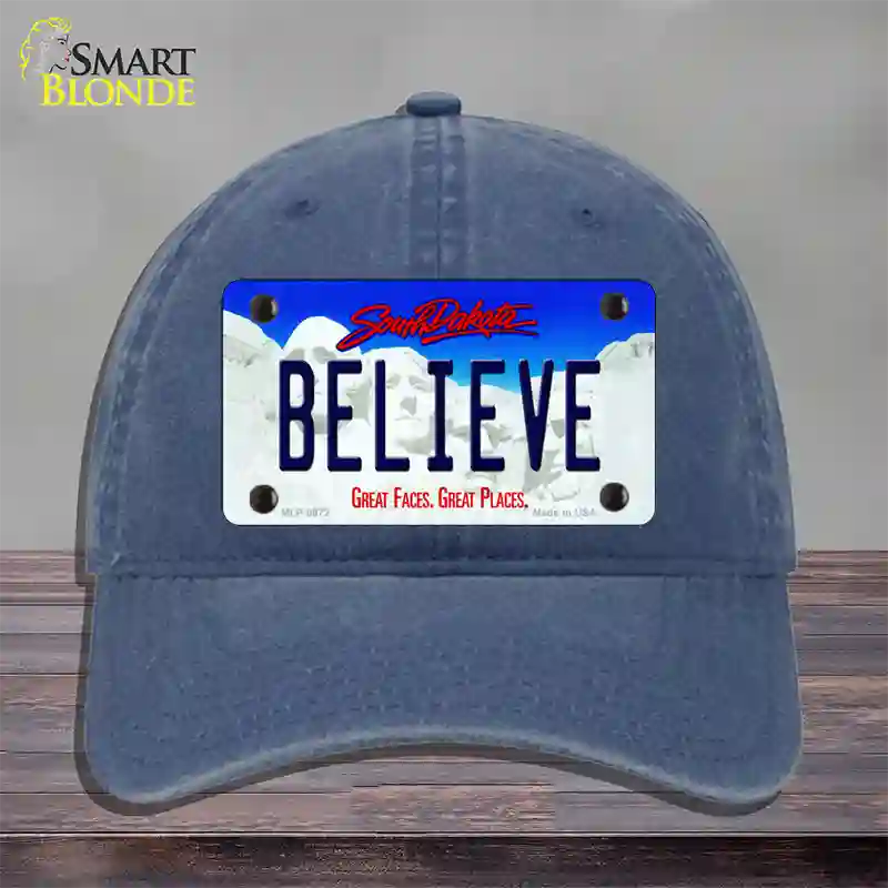 Believe South Dakota Novelty License Plate Hat Unconstructed Cotton / Navy