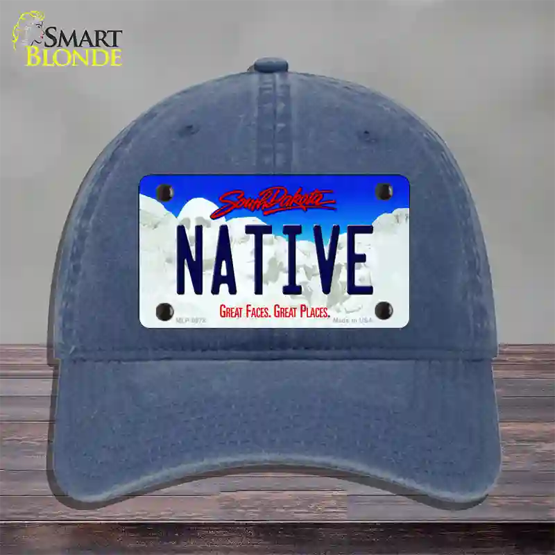 Native South Dakota Novelty License Plate Hat Unconstructed Cotton / Navy