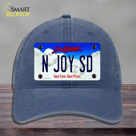 N Joy SD South Dakota Novelty License Plate Hat Unconstructed Cotton / Navy