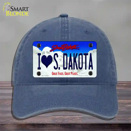 I Love South Dakota Novelty License Plate Hat Unconstructed Cotton / Navy