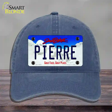 Pierre South Dakota Novelty License Plate Hat Unconstructed Cotton / Navy