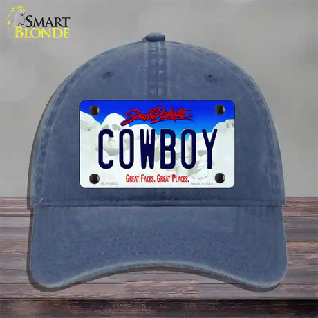 Cowboy South Dakota Novelty License Plate Hat Unconstructed Cotton / Navy