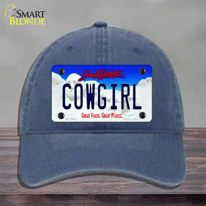 Cowgirl South Dakota Novelty License Plate Hat Unconstructed Cotton / Navy