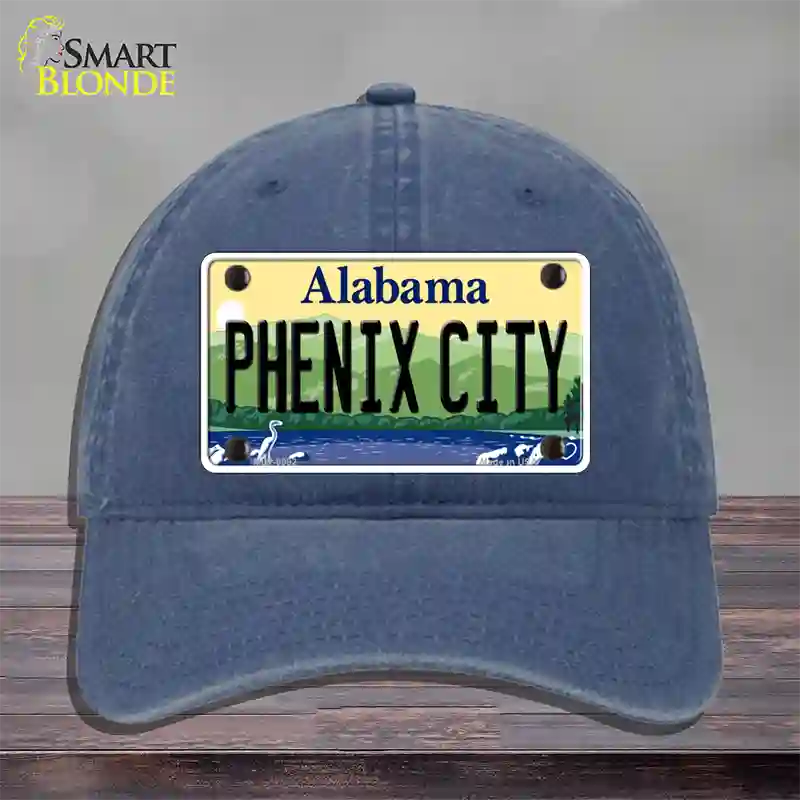 Phenix City Alabama Novelty License Plate Hat Unconstructed Cotton / Navy