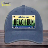 Beach Bum Alabama Novelty License Plate Hat Unconstructed Cotton / Navy