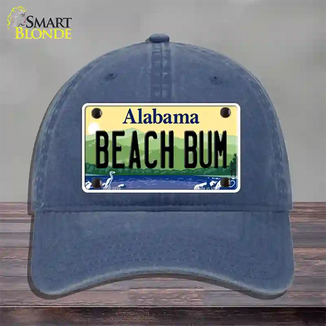 Beach Bum Alabama Novelty License Plate Hat Unconstructed Cotton / Navy