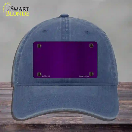 Purple Metallic Solid Novelty License Plate Hat Unconstructed Cotton / Navy