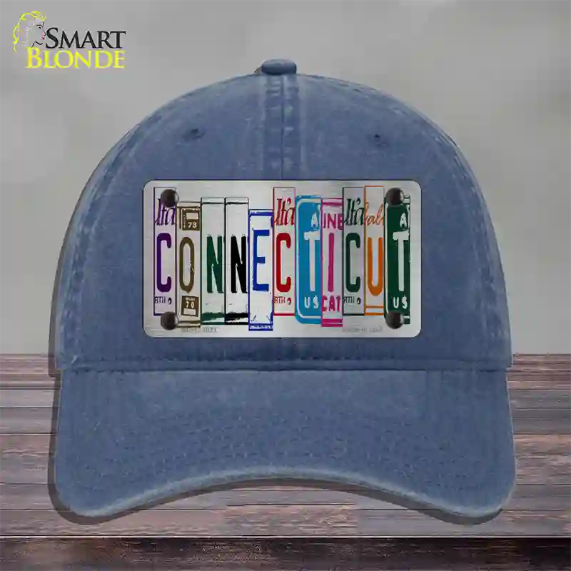 Connecticut License Plate Art Novelty License Plate Hat Unconstructed Cotton / Navy