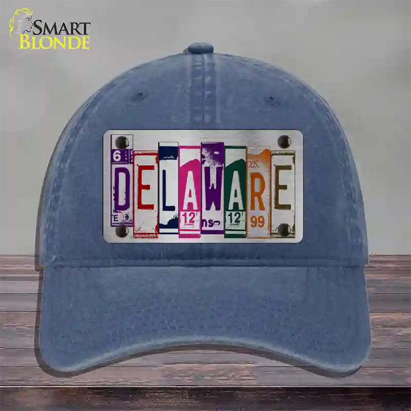 Delaware License Plate Art Novelty License Plate Hat Unconstructed Cotton / Navy