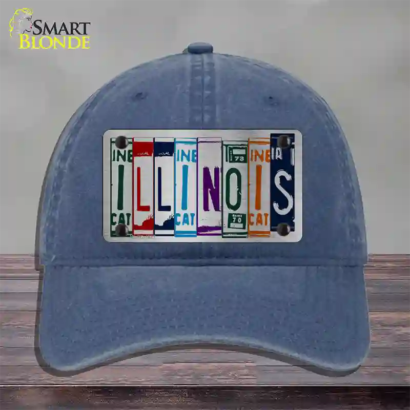 Illinois License Plate Art Novelty License Plate Hat Unconstructed Cotton / Navy