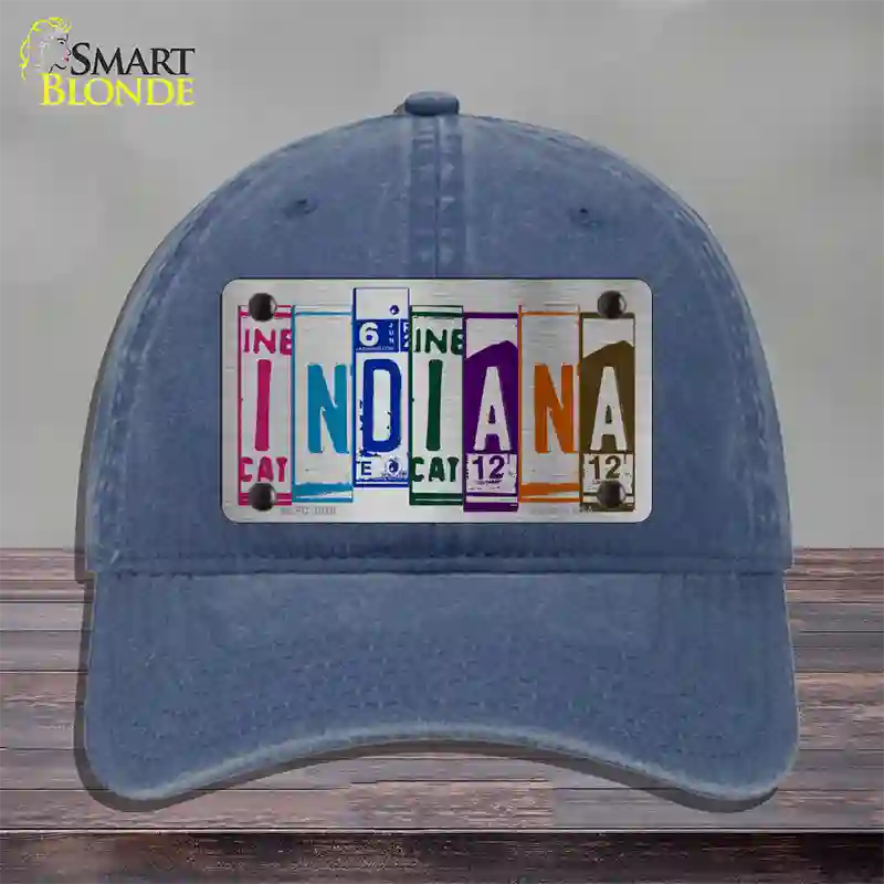 Indiana License Plate Art Novelty License Plate Hat Unconstructed Cotton / Navy