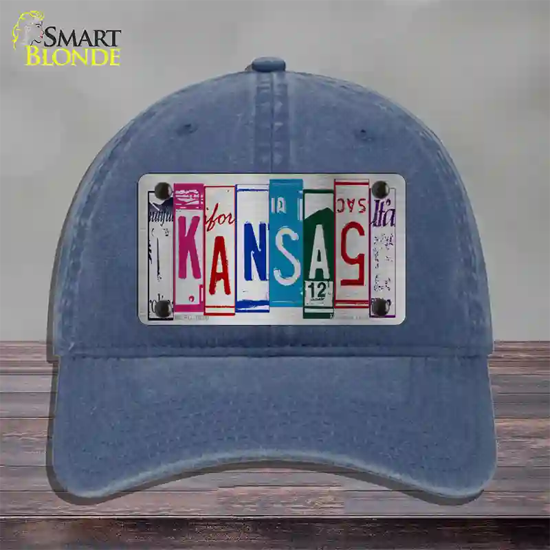 Kansas License Plate Art Novelty License Plate Hat Unconstructed Cotton / Navy