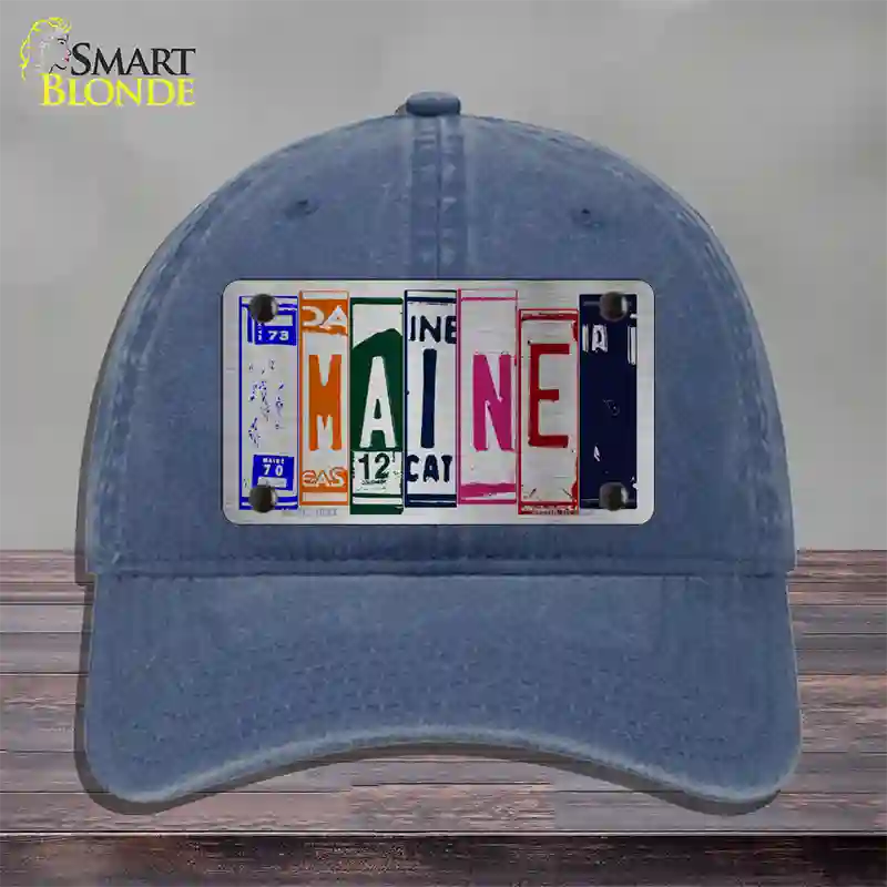 Maine License Plate Art Novelty License Plate Hat Unconstructed Cotton / Navy