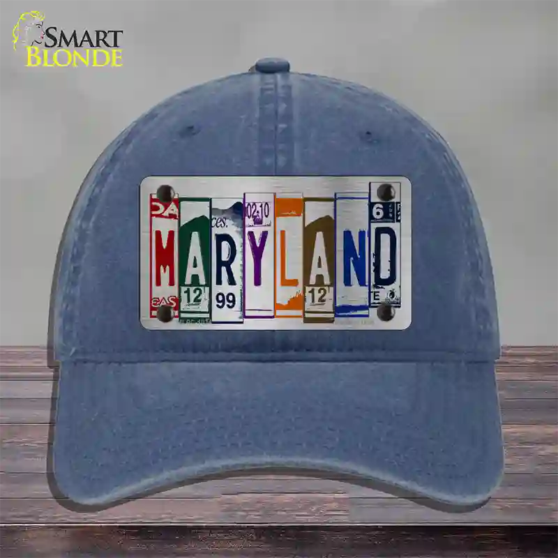 Maryland License Plate Art Novelty License Plate Hat Unconstructed Cotton / Navy