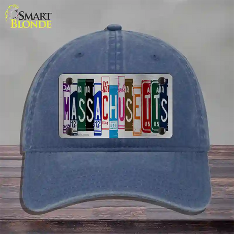 Massachusetts License Plate Art Novelty License Plate Hat Unconstructed Cotton / Navy