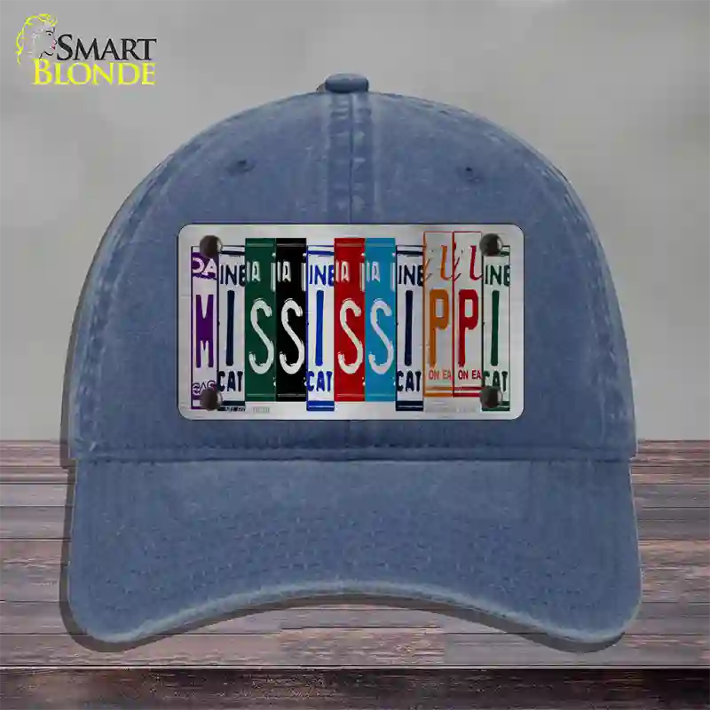 Mississippi License Plate Art Novelty License Plate Hat Unconstructed Cotton / Navy