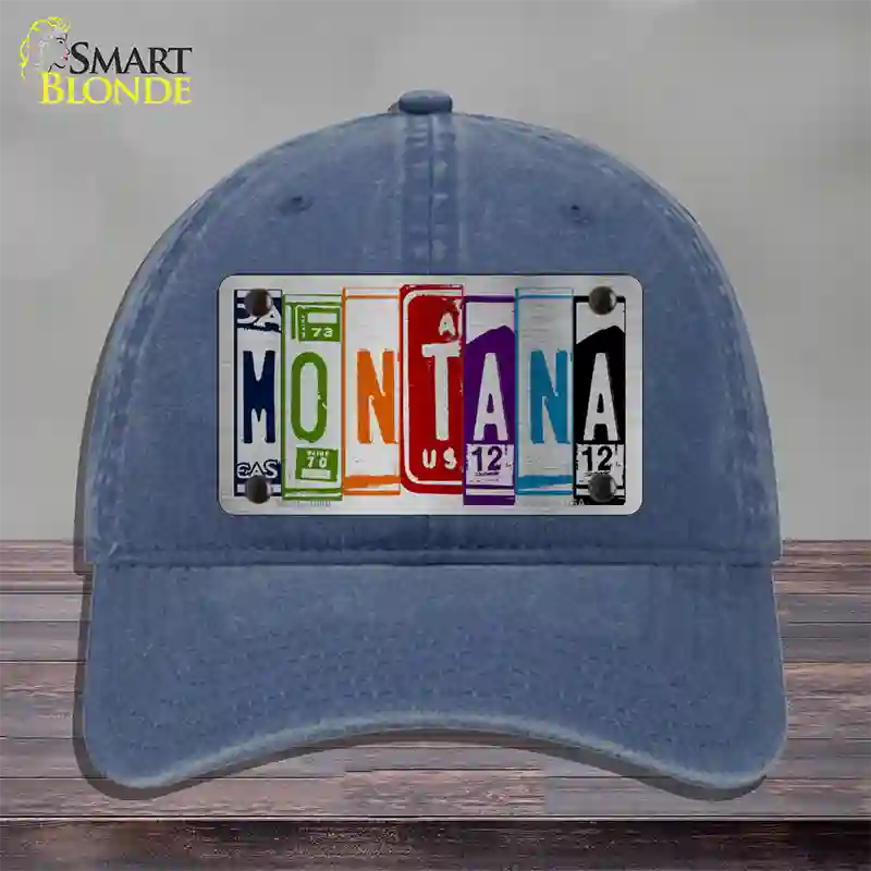 Montana License Plate Art Novelty License Plate Hat Unconstructed Cotton / Navy